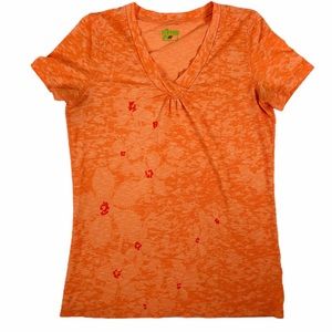Koppen V-neck T-shirt Heathered Orange Size Large